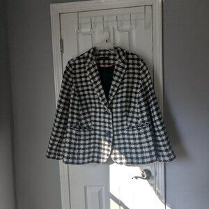 Talbots Woman Blazer, Black & White Pattern, Wool Blend, Size 20W